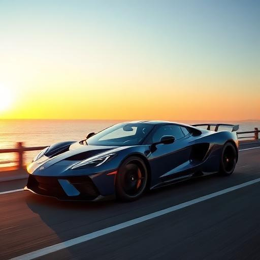 Blue sports car by the coast - YesNAS AI File Search result
